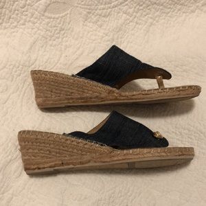 White Mountain size 9 denim espadrille wedge sandals.